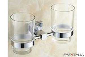 2 bicchieri su portabicchieri in ottone cromato