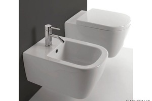 Vaso e bidet sospesi in ceramica serie Time Vaso e bidet sospesi in ceramica serie Time